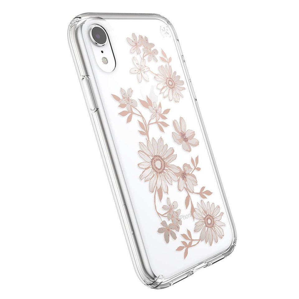 Speck Presidio Clear + Print Fairytale Floral Peach Gold iPhone XR Case - 117069-7278
