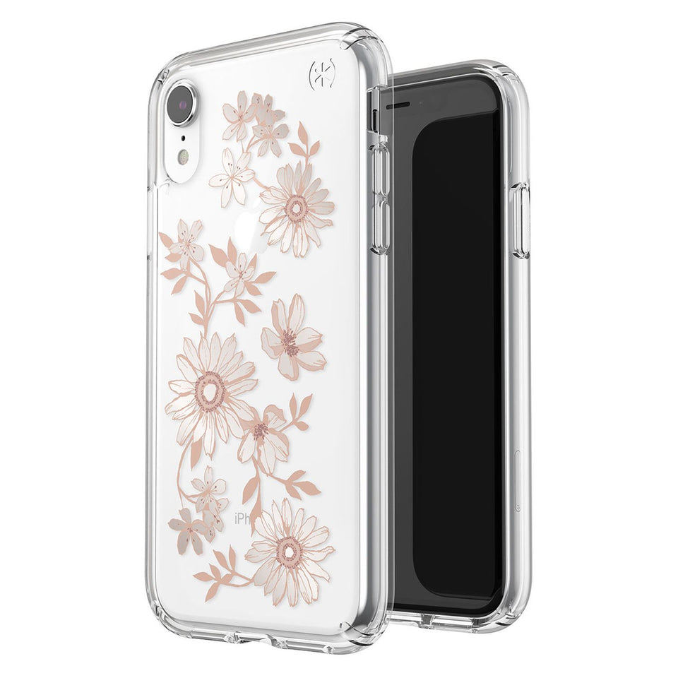 Speck Presidio Clear + Print Fairytale Floral Peach Gold iPhone XR Case - 117069-7278