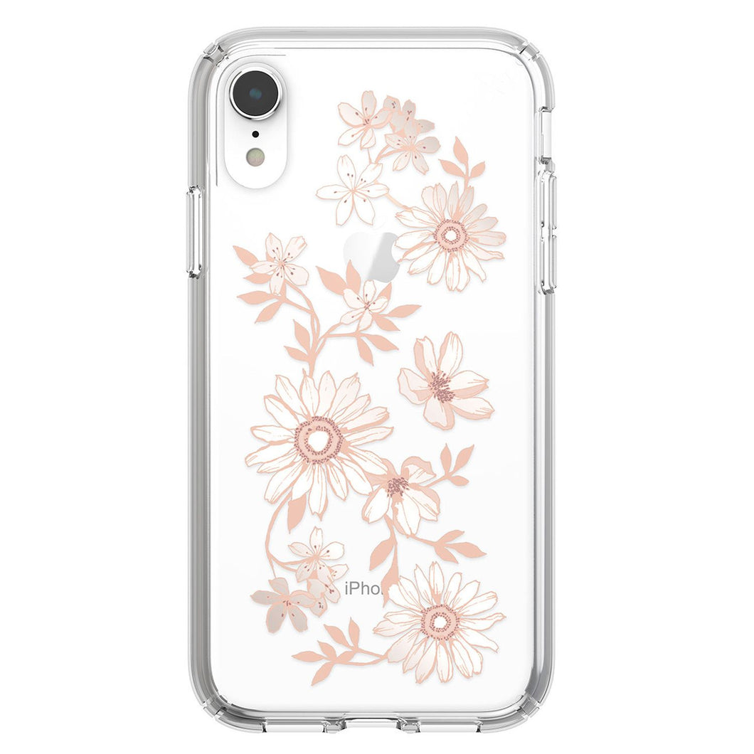 Speck Presidio Clear + Print Fairytale Floral Peach Gold iPhone XR Case - 117069-7278