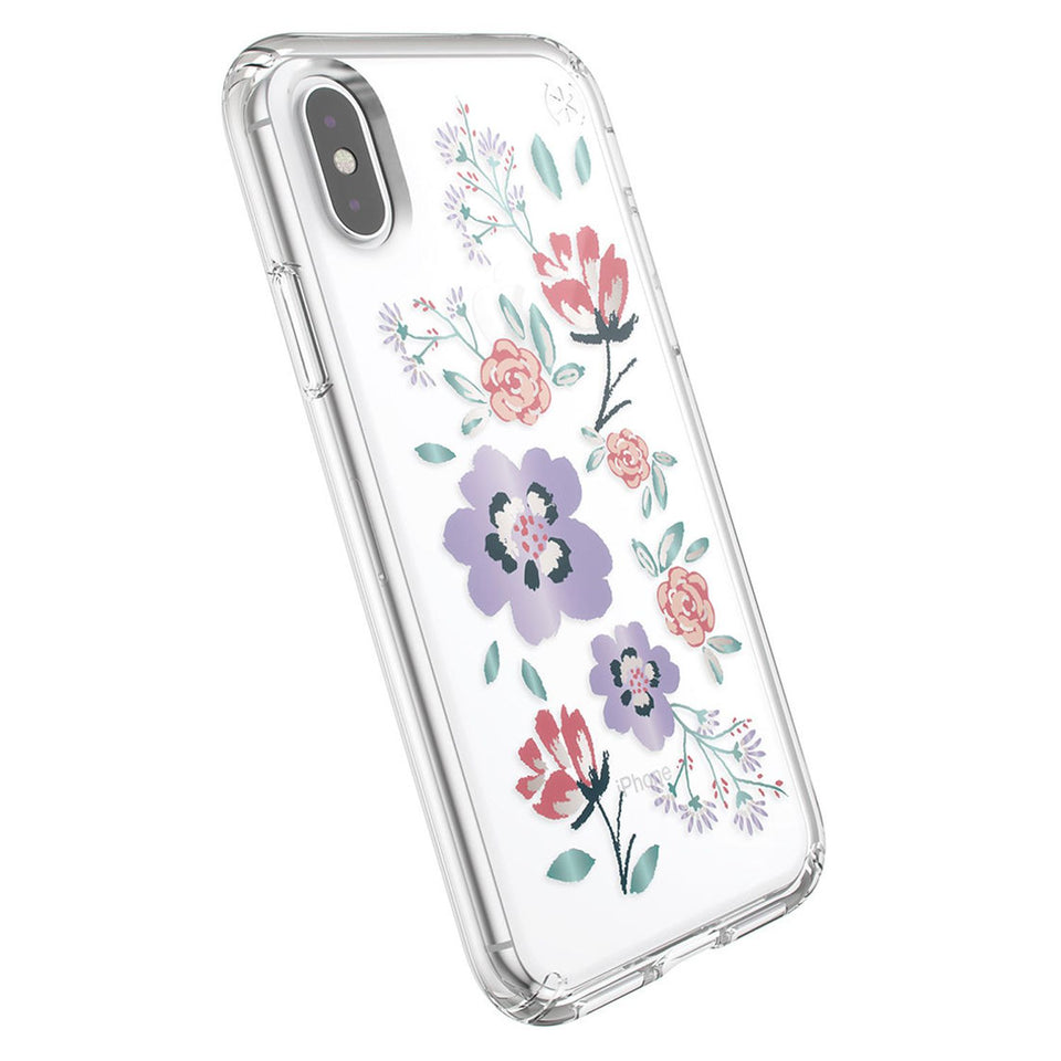 Speck Presidio Clear + Print Canopy Floral Lavender iPhone XS / X Case - 117131-7554