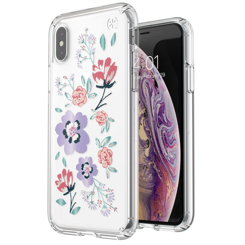 Speck Presidio Clear + Print Canopy Floral Lavender iPhone XS / X Case - 117131-7554