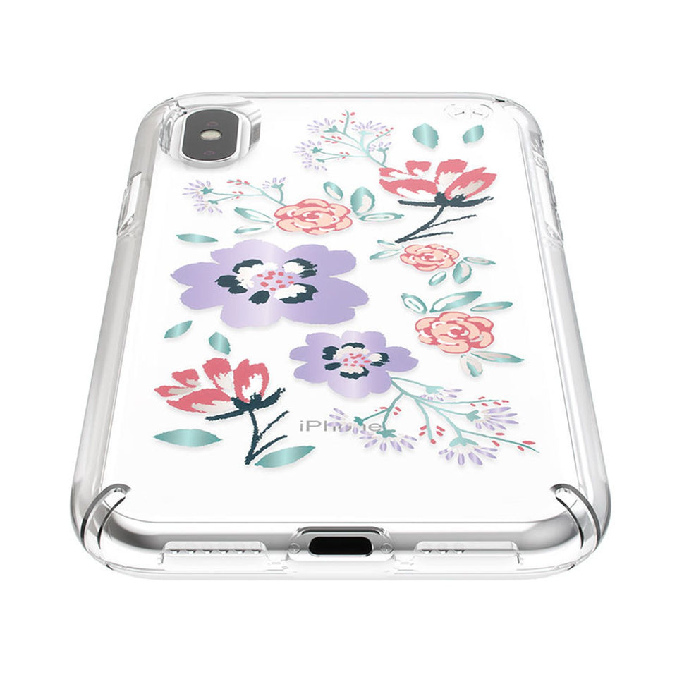 Speck Presidio Clear + Print Canopy Floral Lavender iPhone XS / X Case - 117131-7554