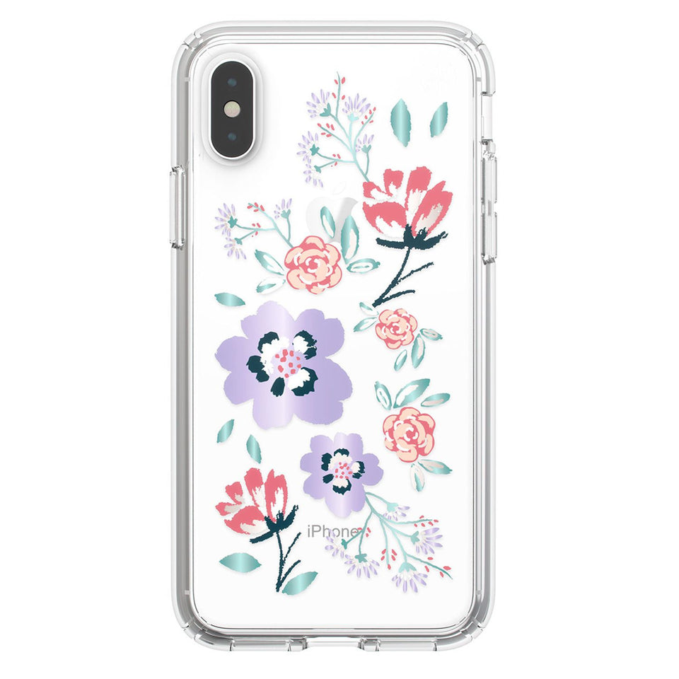 Speck Presidio Clear + Print Canopy Floral Lavender iPhone XS / X Case - 117131-7554
