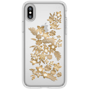 Speck Presidio Clear + Print Floral Metallic Gold iPhone X Case - 103136-6677