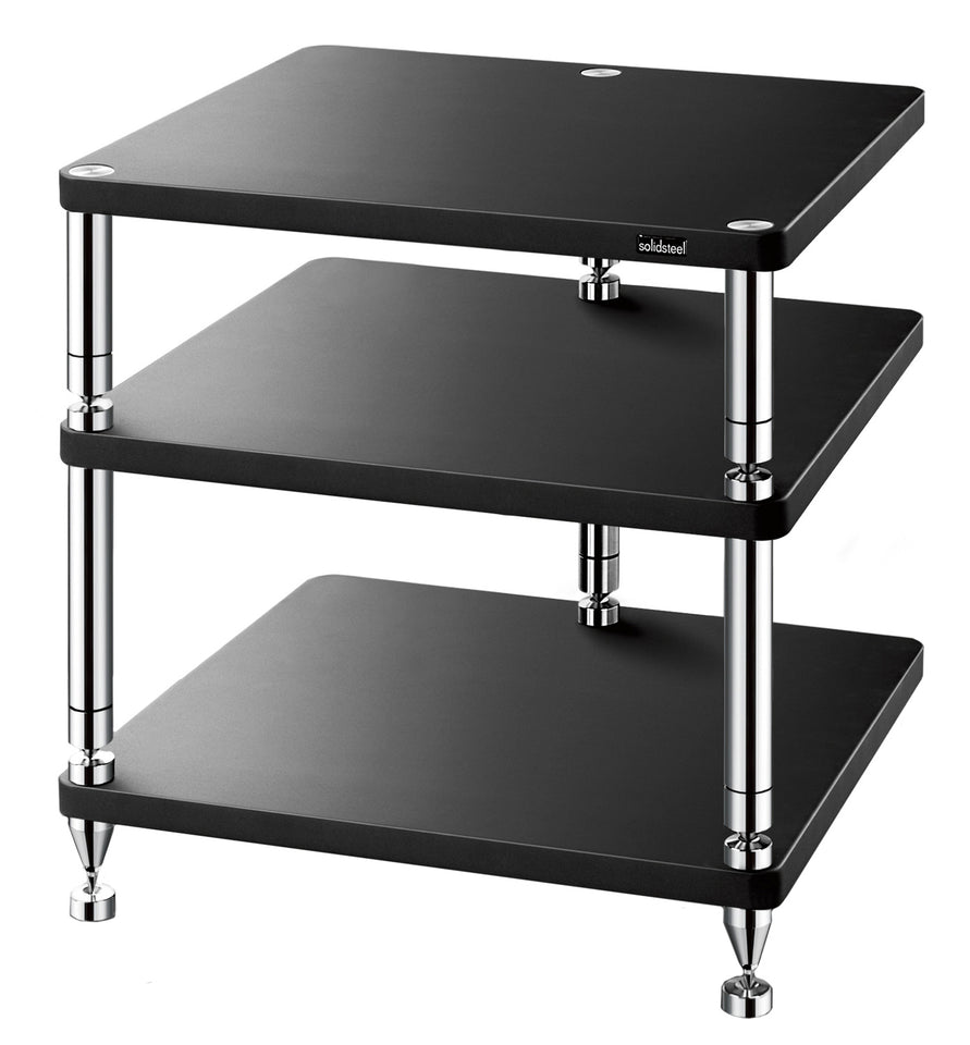 Solidsteel Black HJ 3 Shelf Audio Rack - HJ-3BK