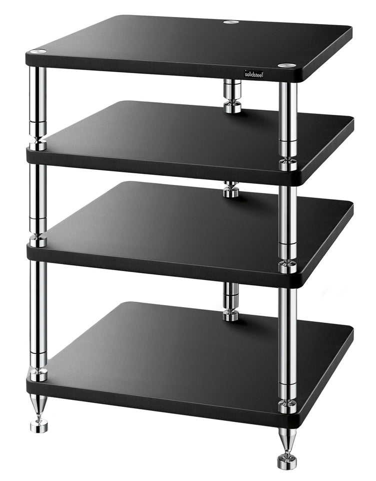 Solidsteel Black HJ 4 Shelf Audio Rack - HJ-4BK