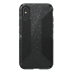 Speck Presidio Grip + Glitter Obsidian Black With Silver Glitter iPhone XS / X Case - 117125-7572