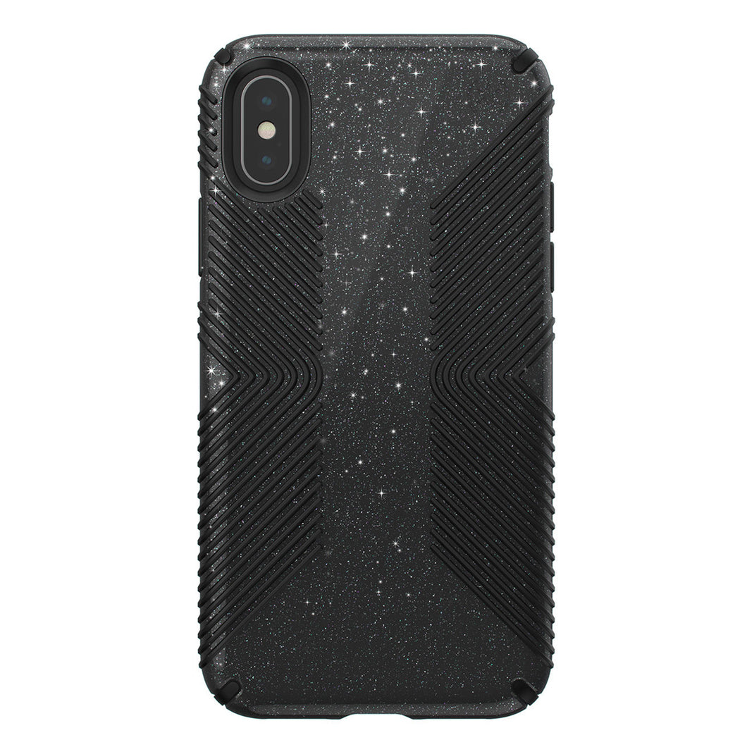 Speck Presidio Grip + Glitter Obsidian Black With Silver Glitter iPhone XS / X Case - 117125-7572