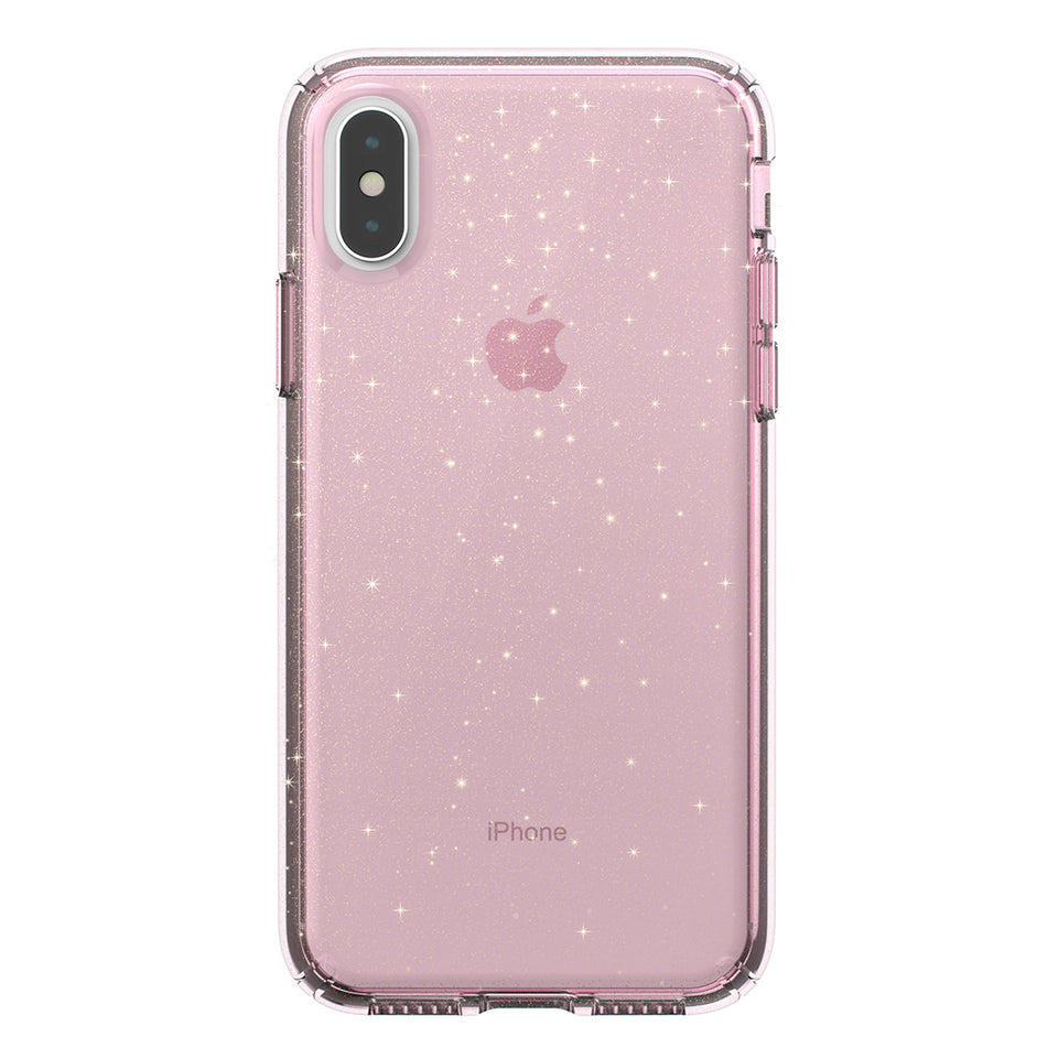 Speck Presidio Clear + Glitter Bella Pink With Gold Glitter iPhone XS / X Case - 117130-6603